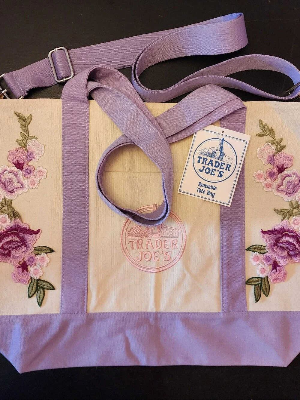 Custom Large Purple Trader Joe's Tote Set